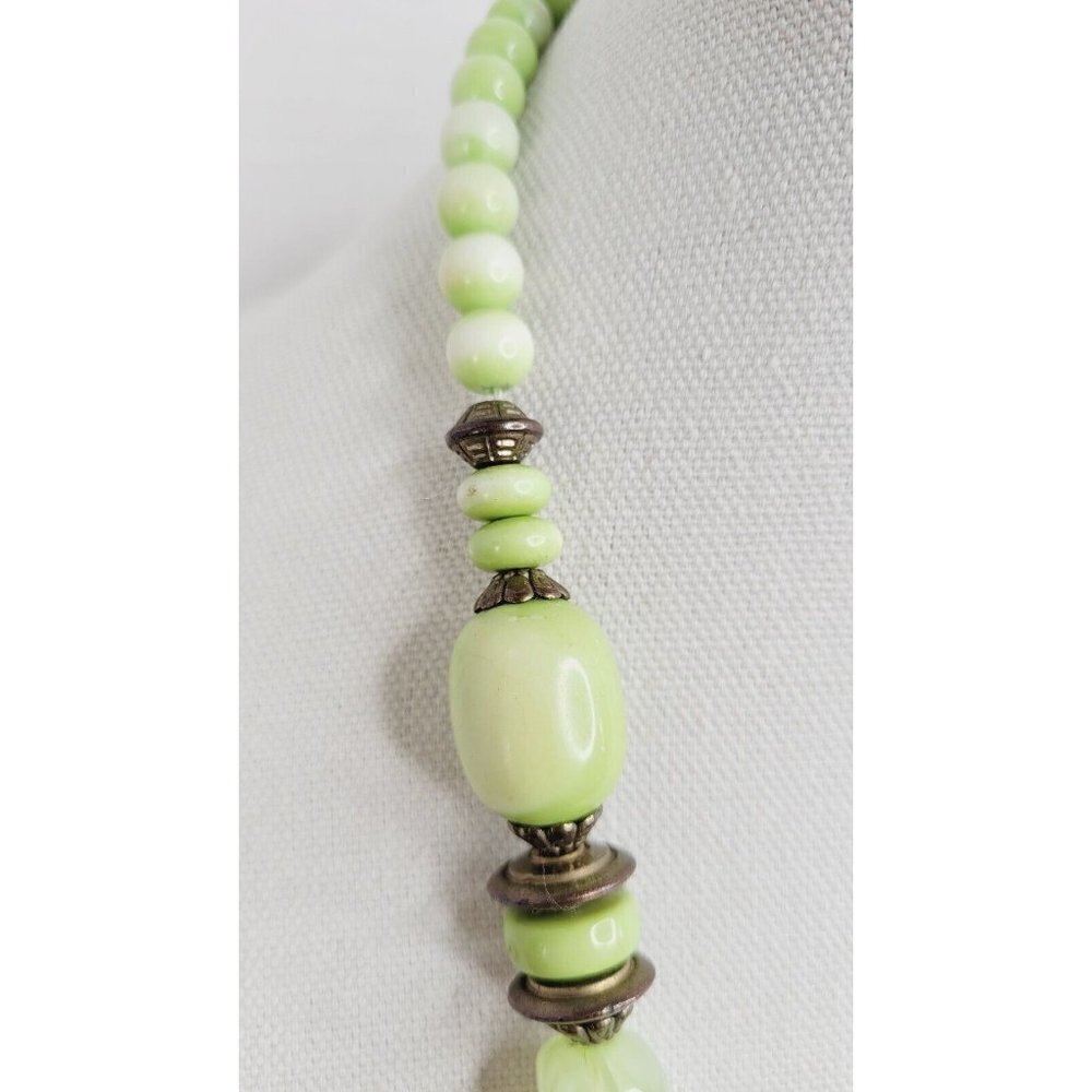 Continuous Statement Multi Strand Beaded Green Ne… - image 5